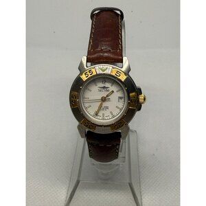 Sector Two-Tone Stainless Steel & Gold Bezel Watch With Brown Leather Band White